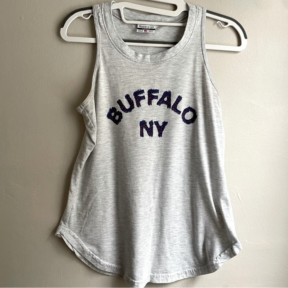 Buffalo NY “Where I’m From” Soft Gray with Red White & Blue lettering  Small